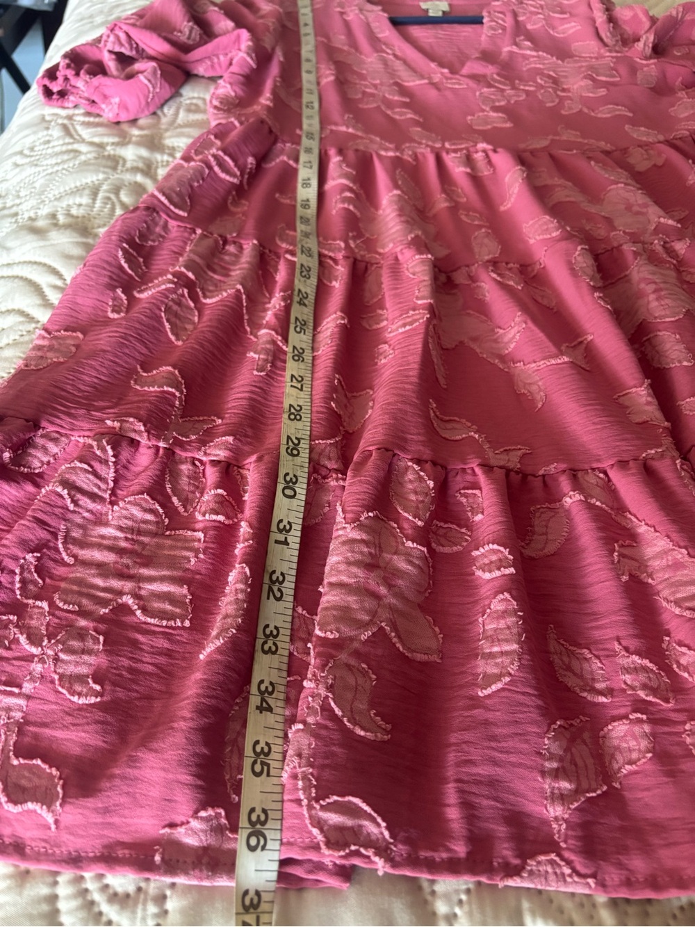 Joie Dusty Rose Floral Tiered V-Neck Mini Dress - Picture 8 of 8